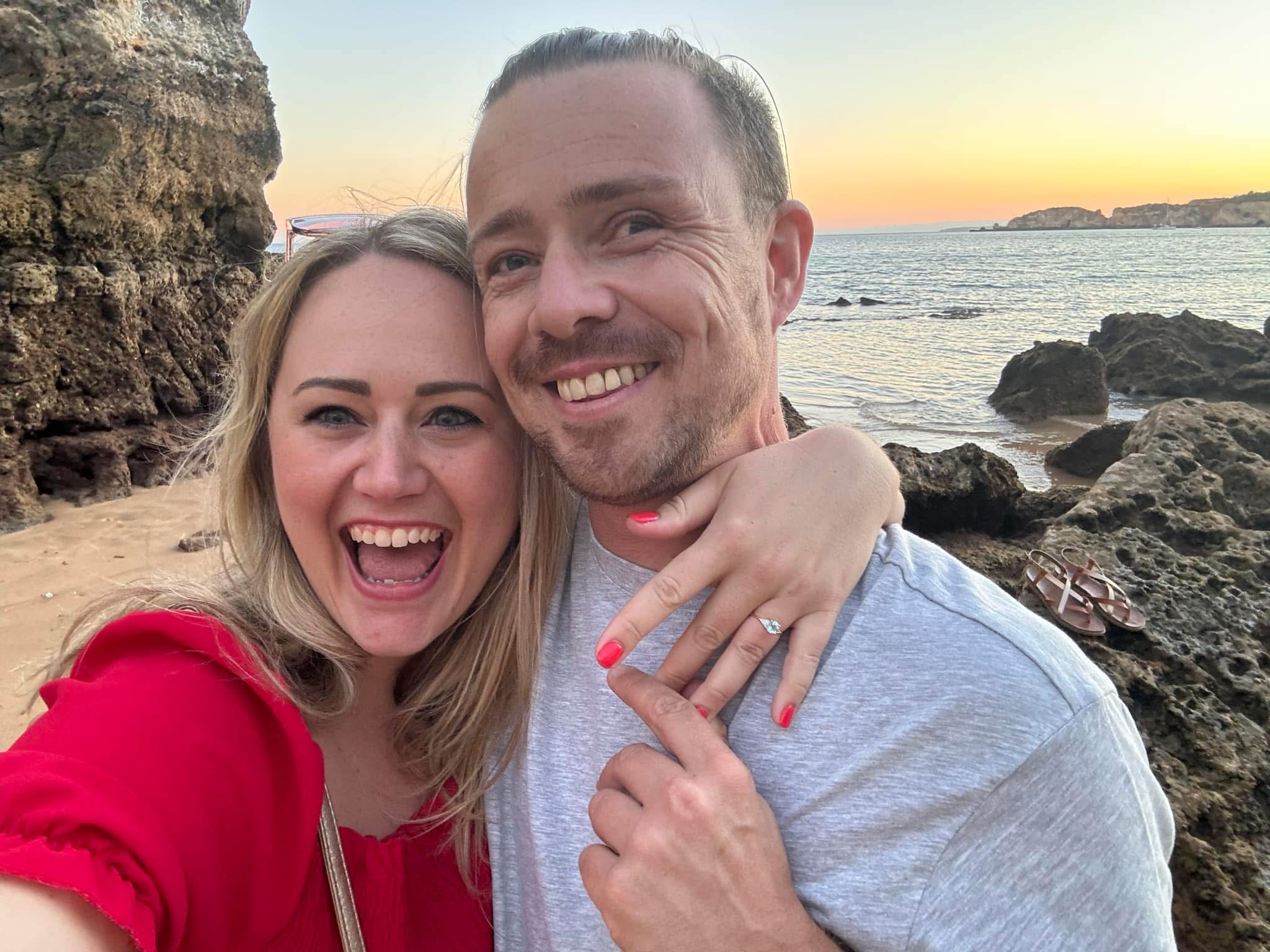 Chantelle and Justin celebrating their engagement